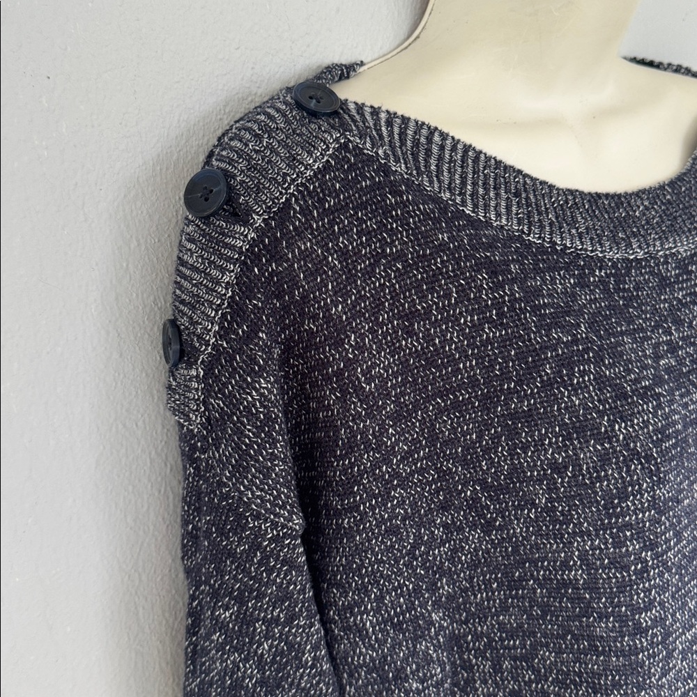 Joie Gadelle blue gray linen blend off-shoulder button detail knit sweater XS - Picture 5 of 15